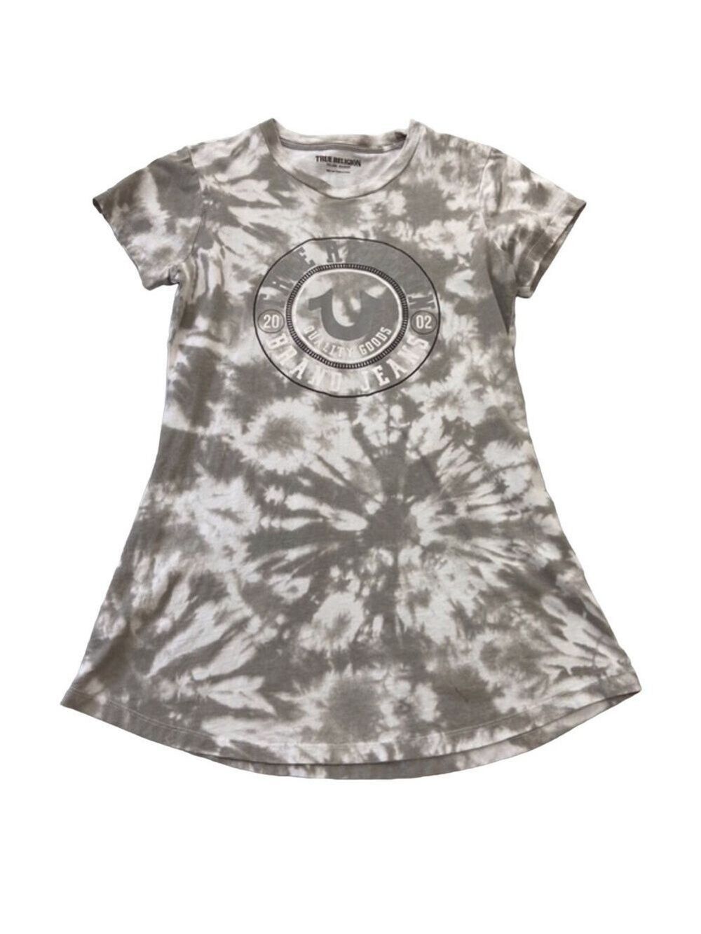 TRUE Religion t-shirt tie dye silver grey white 100% cotton short sleeve medium